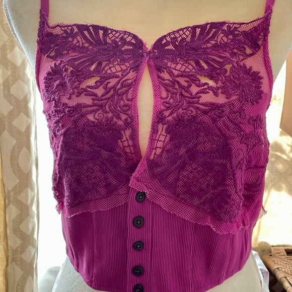 Free People Have My Heart Crop NWT In Raspberry Sherbert - XL - Picture 5 of 8